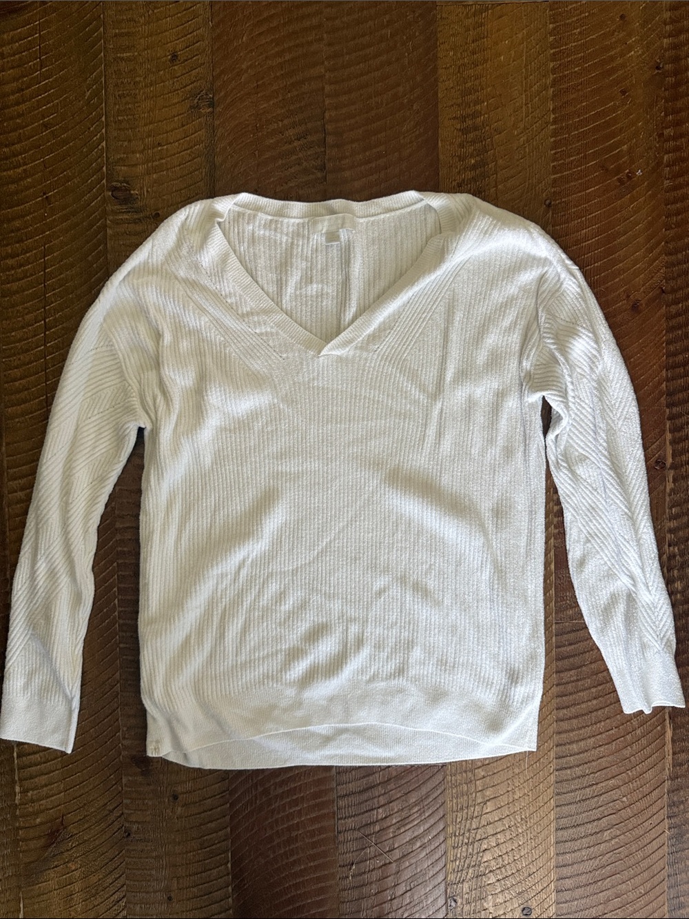 Women’s White V-Neck Sweater